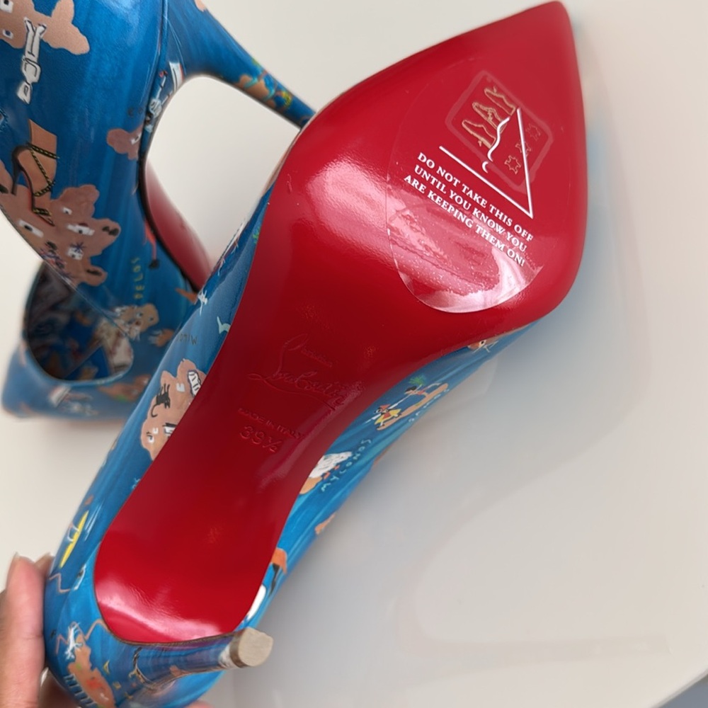 Christian Louboutin *NEW* Blue Patterned Women's Heels- Size 39.5 - Picture 10 of 13